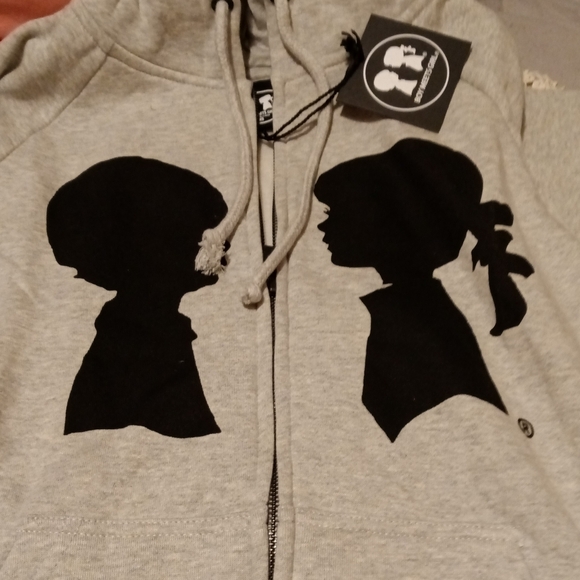 Boy Meets Girl Light Gray Hoodie with Black Silhouette - Picture 3 of 4